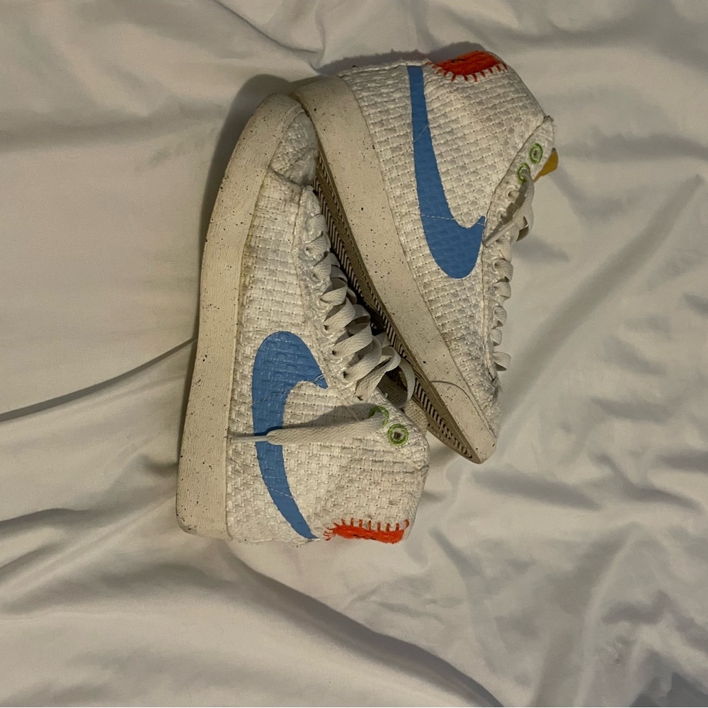 White and Blue Nike Blazers